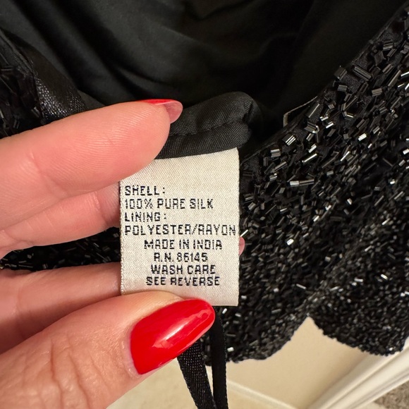 NWOT Cecily Brown Elegant Black Sequin Beaded Women's Top - Picture 4 of 6